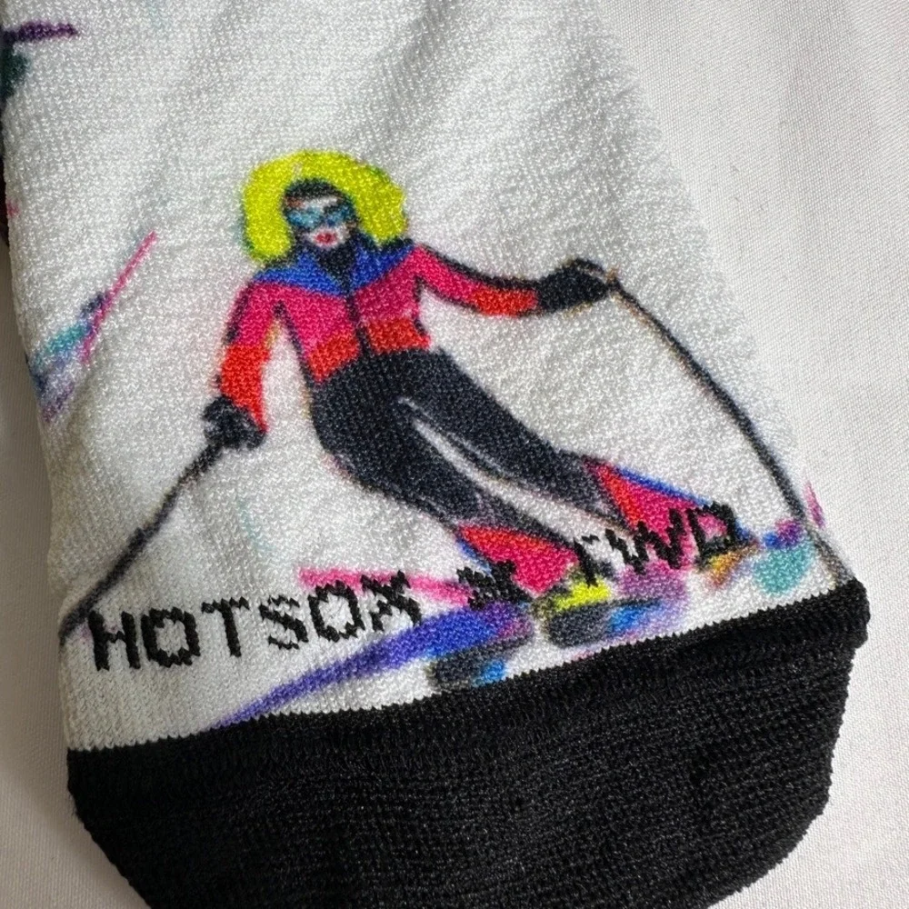 Hot Sox x Travel Write Draw St. Moritz Ski Village‎ Crew Socks Women's Sz 9-11
